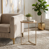 Declez Brown Onyx Quartz Twisted Leg Side Table