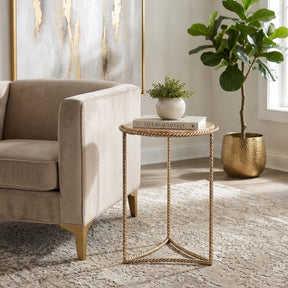 Declez Brown Onyx Quartz Twisted Leg Side Table
