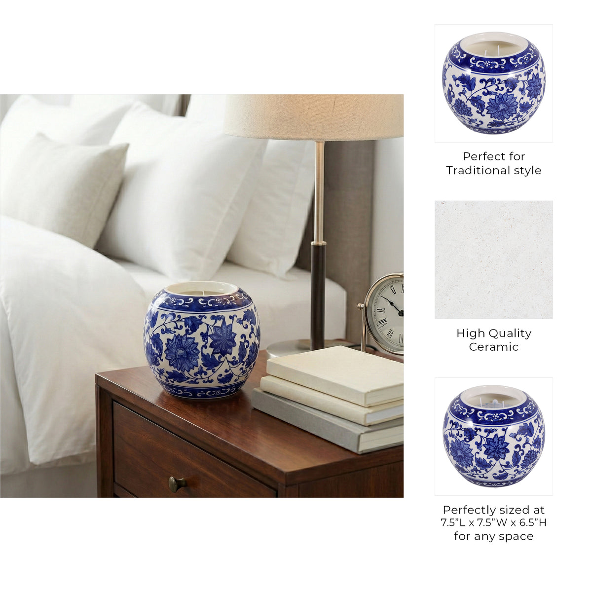 Rockland Blue/White Neroli and Basil Chinoiserie Candle