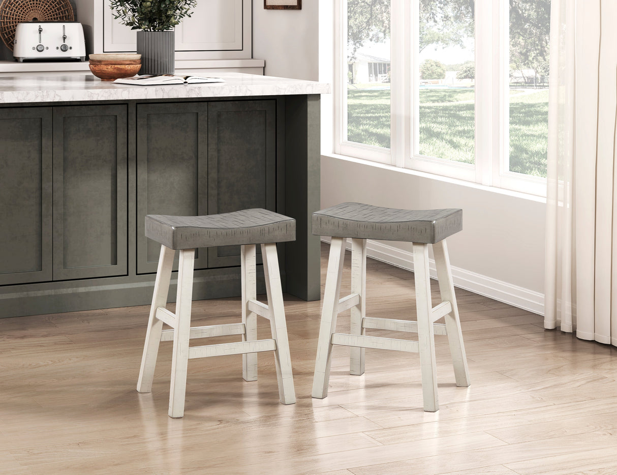 Caspian White/Coffee Counter Height Stool - Ornate Home