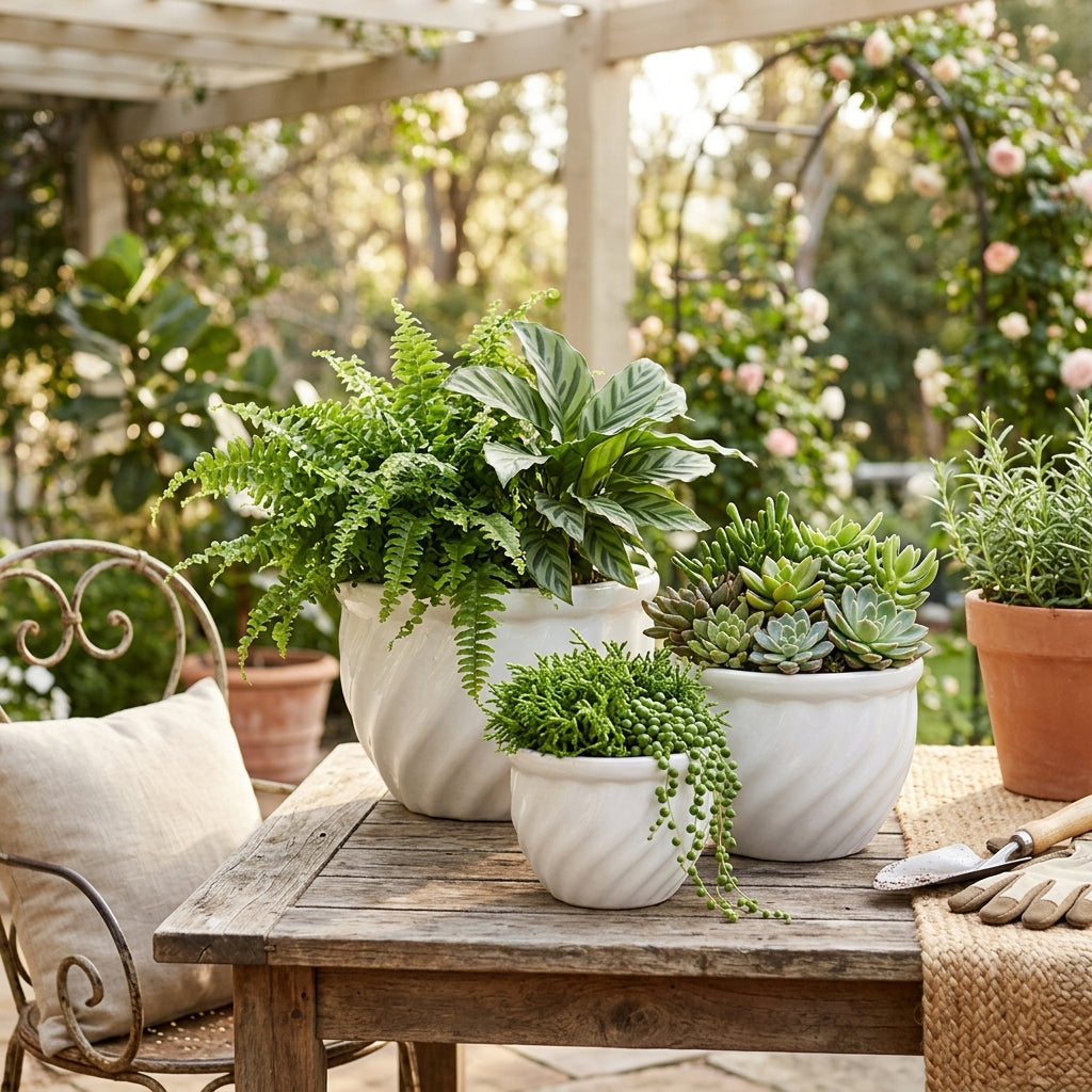 Raymondhaven White Wavy Planters (Set of 3)