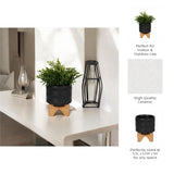 Cowell Black Ceramic Tribal Planter with Stand