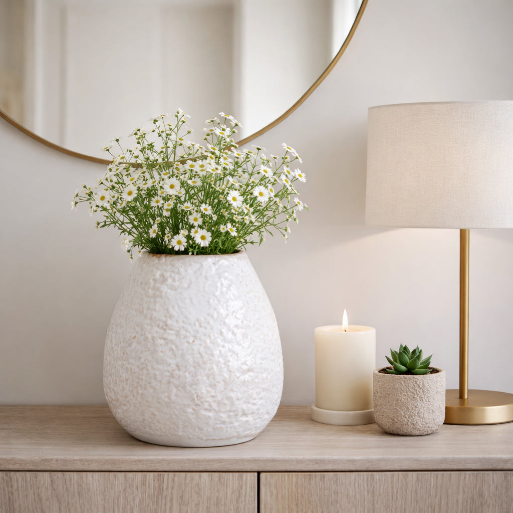 Forbestown Ivory Ceramic Round Vase