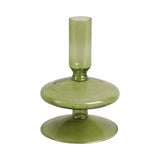 Ellenland Olive Vintage Glass Taper Candle Holder