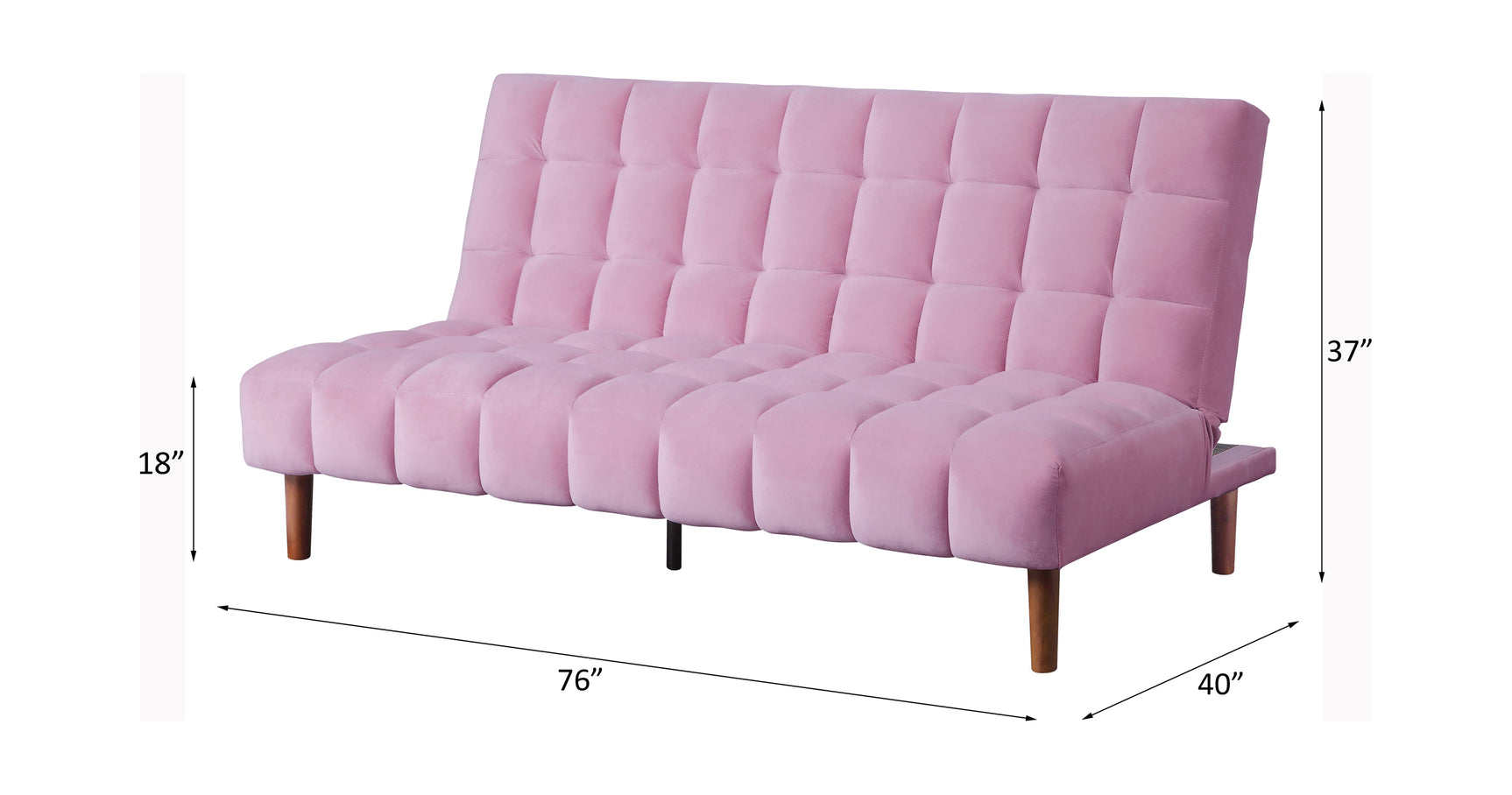 Yolandi Pink/Dark Walnut Adjustable Sofa