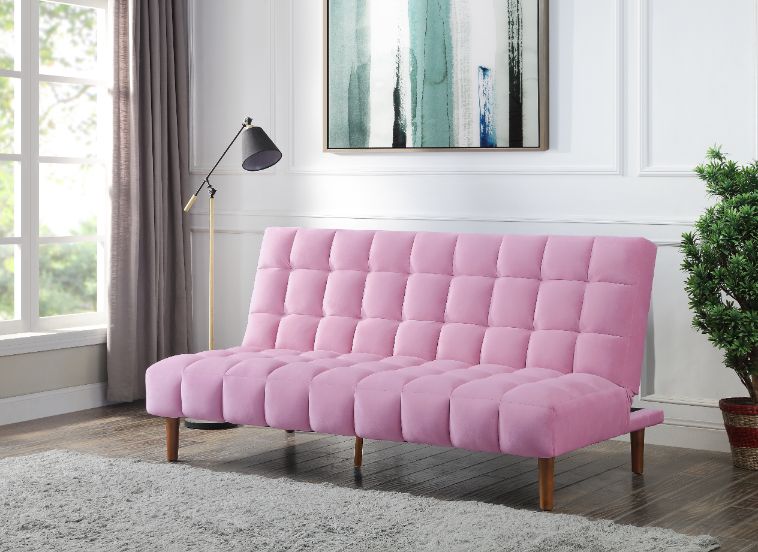 Yolandi Pink/Dark Walnut Adjustable Sofa