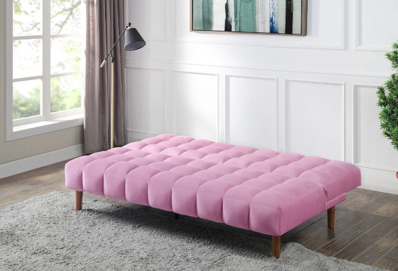 Yolandi Pink/Dark Walnut Adjustable Sofa