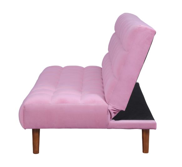 Yolandi Pink/Dark Walnut Adjustable Sofa