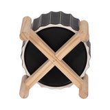 Doyle Black Ceramic Fluted Planter with Wood Stand
