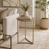 Declez Brown Onyx Quartz Twisted Leg Side Table