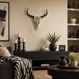 Robla Ivory/Black Bull Skull Wall Accent