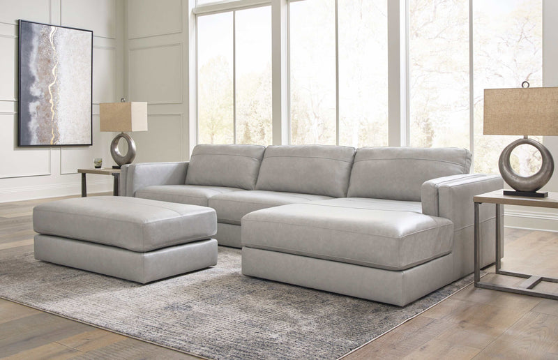 Amiata Glacier Leather 2pc RAF Chaise Sectional - Ornate Home