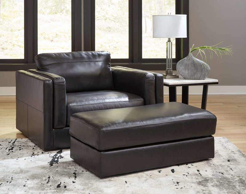 Amiata Onyx Leather Ottoman - Ornate Home