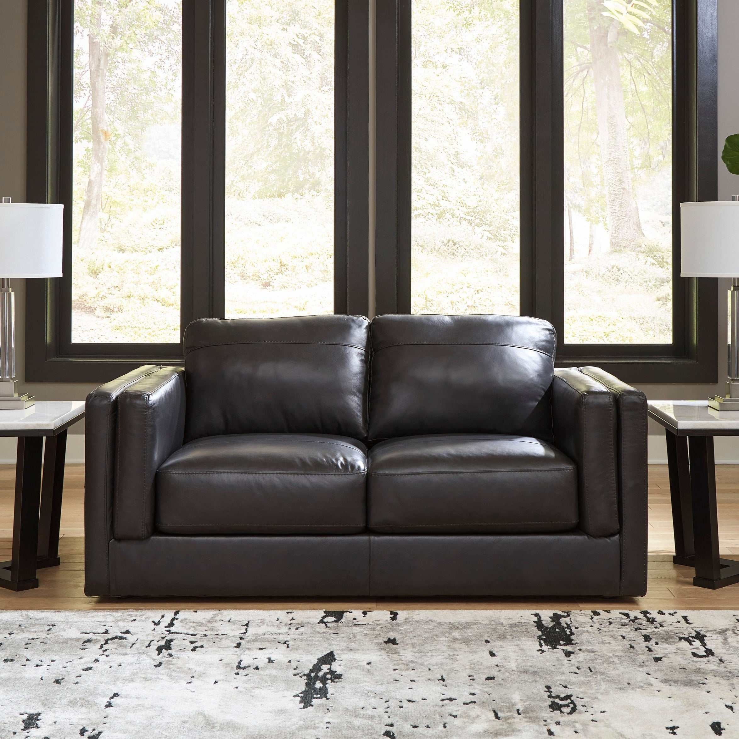 Amiata Onyx Leather Loveseat - Ornate Home