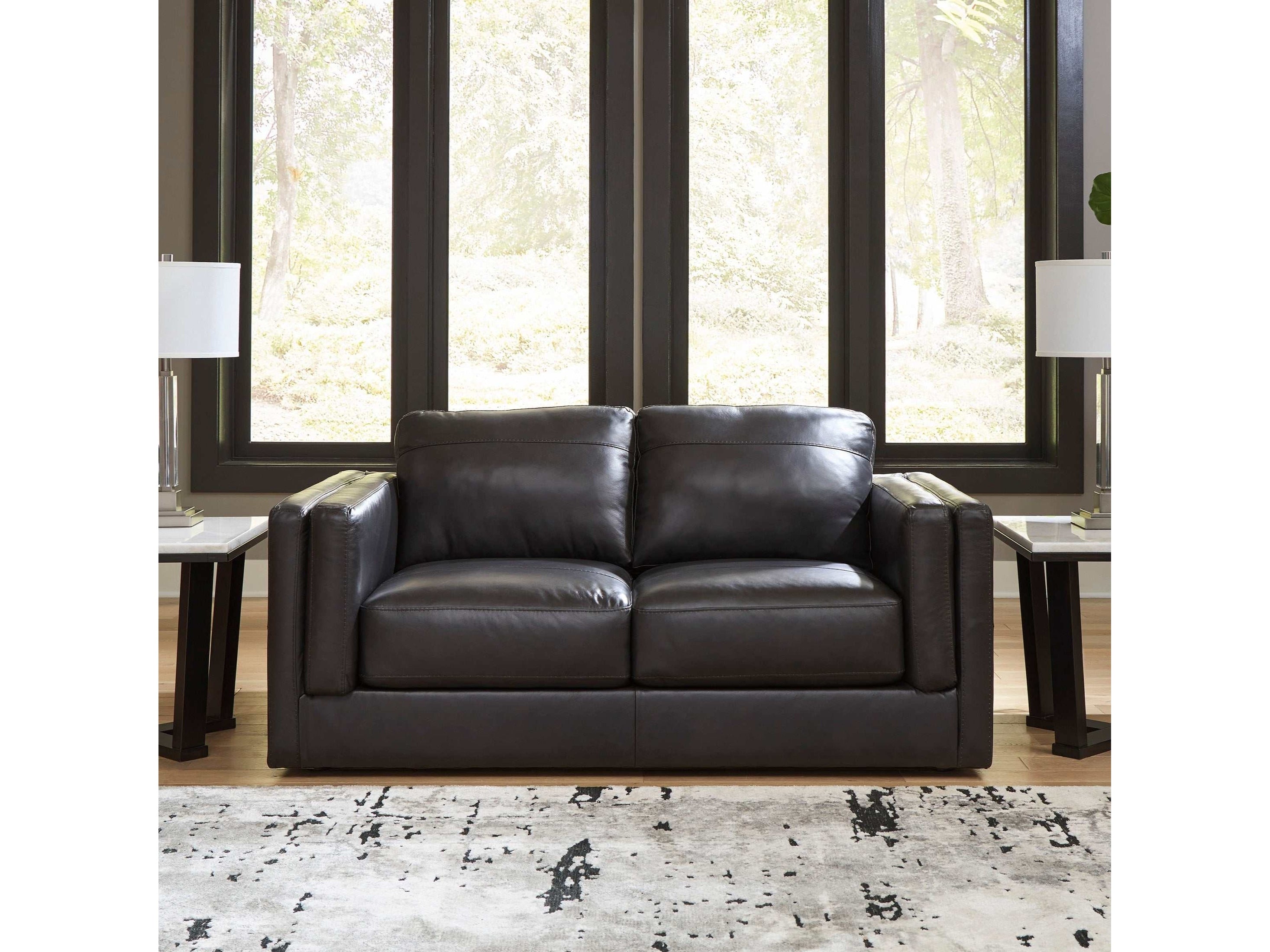 Amiata Onyx Leather Loveseat - Ornate Home