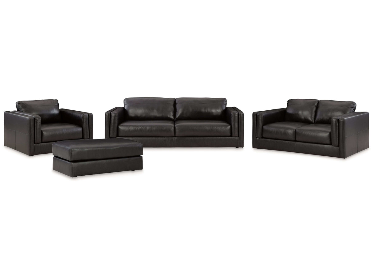 Amiata Onyx Leather Living Room Set / 4pc - Ornate Home