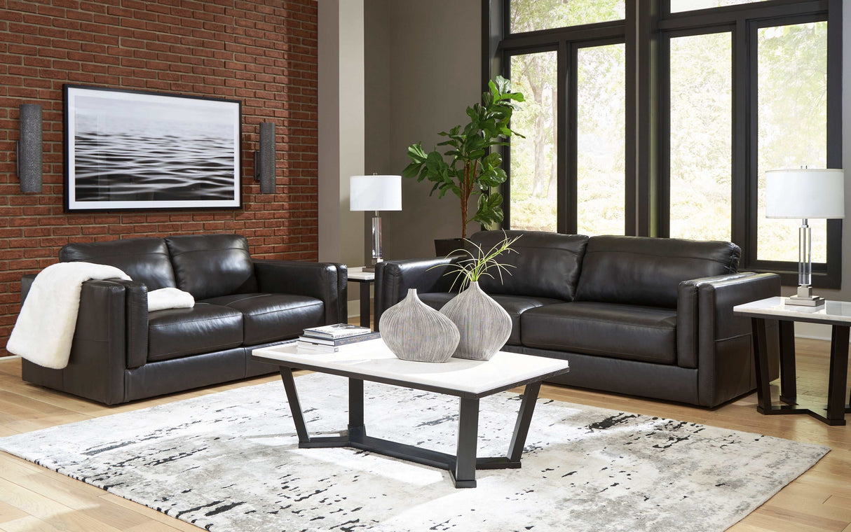 Amiata Onyx Leather Living Room Set / 4pc - Ornate Home