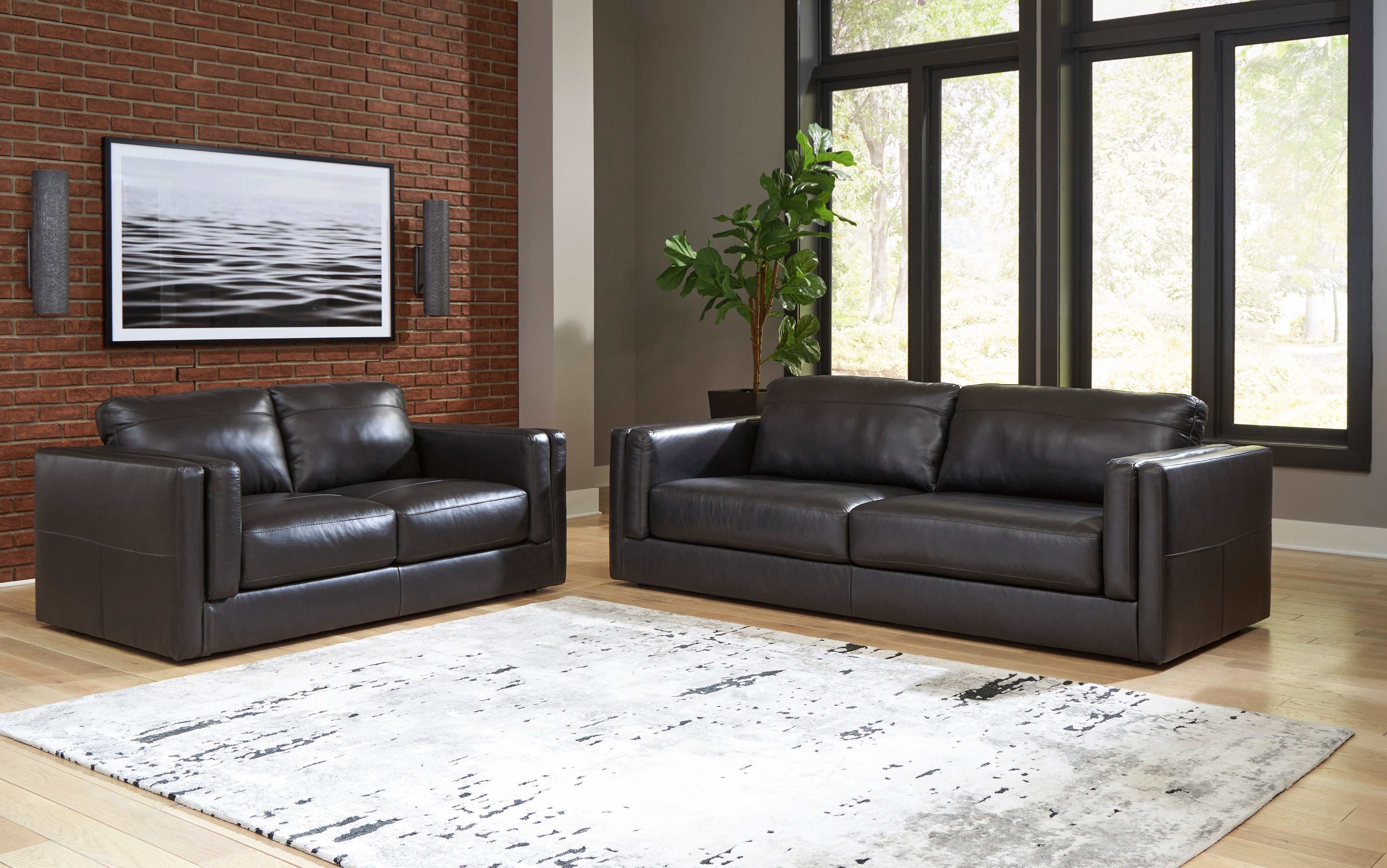 Amiata Onyx Leather Living Room Set / 4pc - Ornate Home