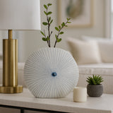 Lochford White/Blue Round Dotted Shell Vase
