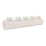 Shrub White/Tan Wood Log 5-Cup Tealight Holder