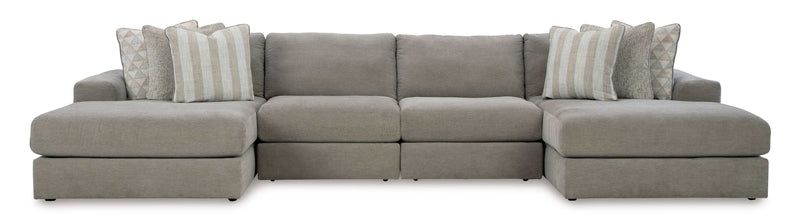 Avaliyah Ash Gray Chenille 4pc "U" Shape Double Chaise Sectional