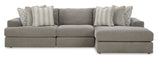 Avaliyah Ash Gray Chenille 3pc RAF Chaise Sectional - Ornate Home