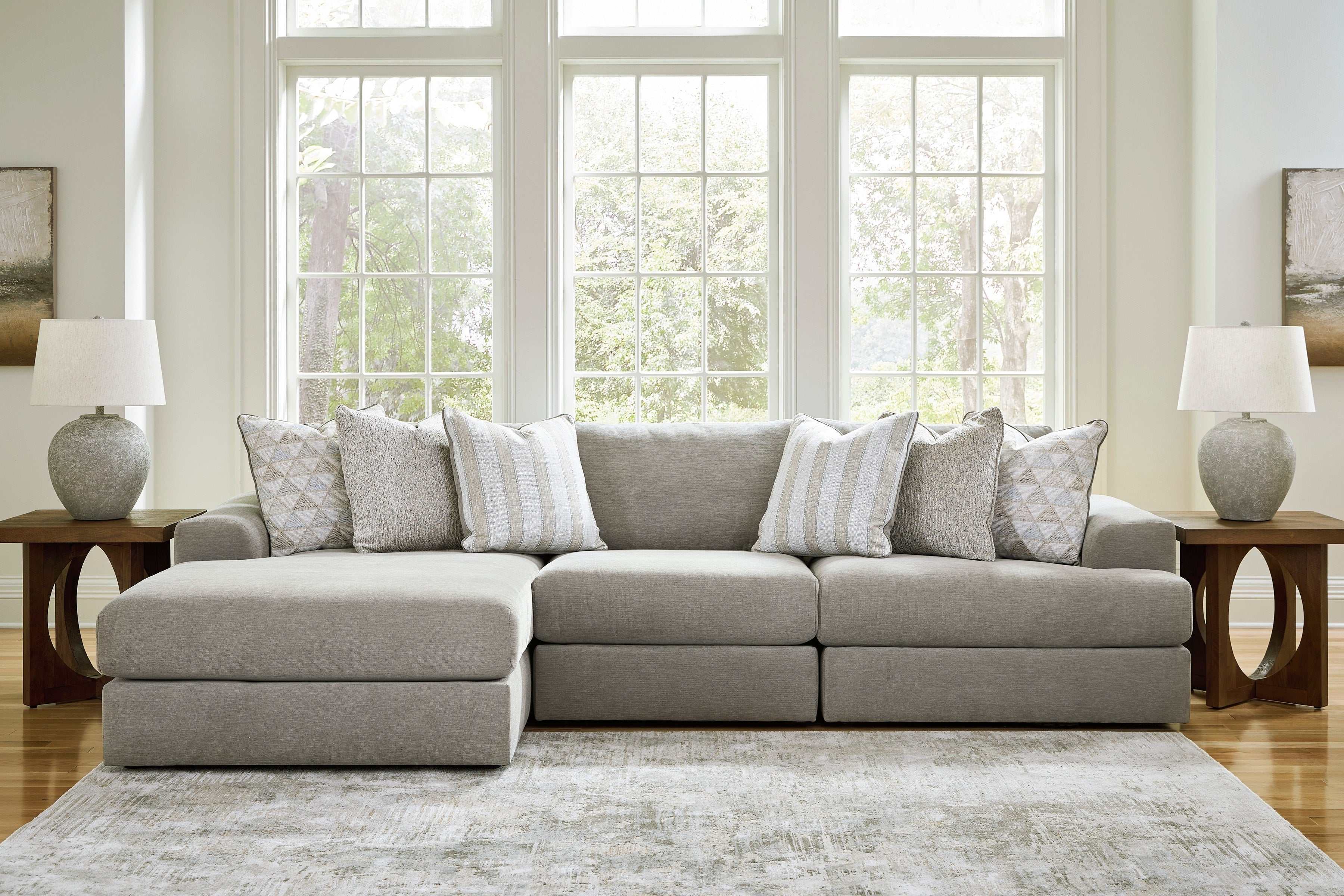 Avaliyah Ash Gray Chenille 3pc LAF Chaise Sectional - Ornate Home