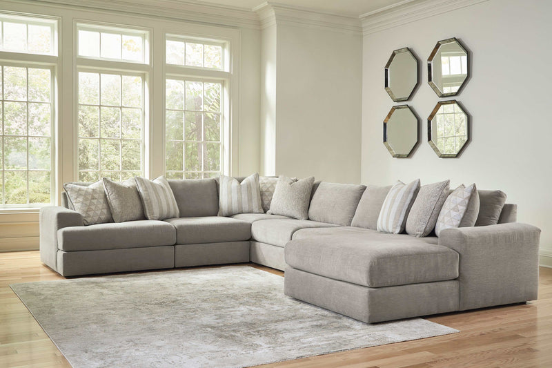 Avaliyah Ash Gray Chenille 6pc RAF Chaise Sectional - Ornate Home