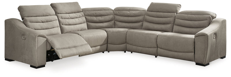 Next-Gen Gaucho Putty 5-Piece Power Reclining Sectional - Ornate Home