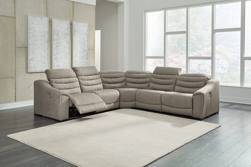 Next-Gen Gaucho Putty 5-Piece Power Reclining Sectional - Ornate Home