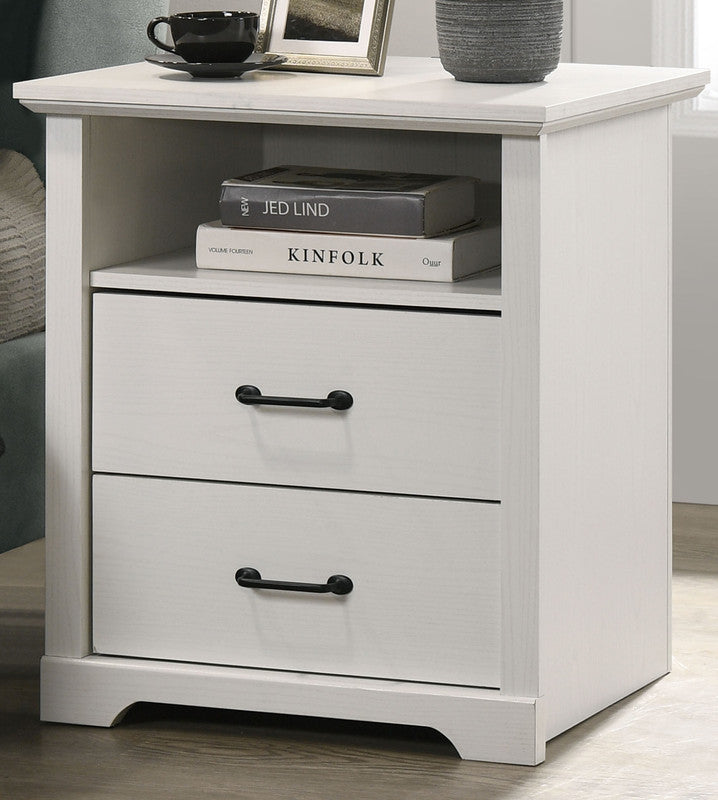 Elara White 22"W 2-Drawer Nightstand