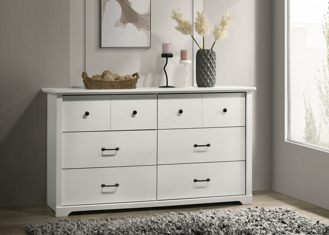 Elara White 57"W 6-Drawer Dresser
