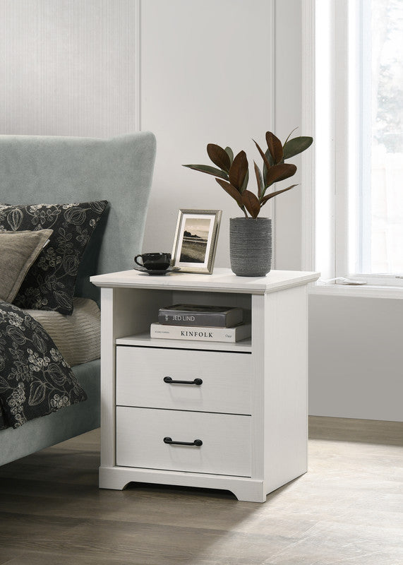 Elara White 22"W 2-Drawer Nightstand