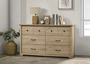Elara Light Oak 57"W 6-Drawer Dresser
