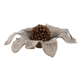 Valencia Ivory/Gold Blooming Flower Metal Bowl