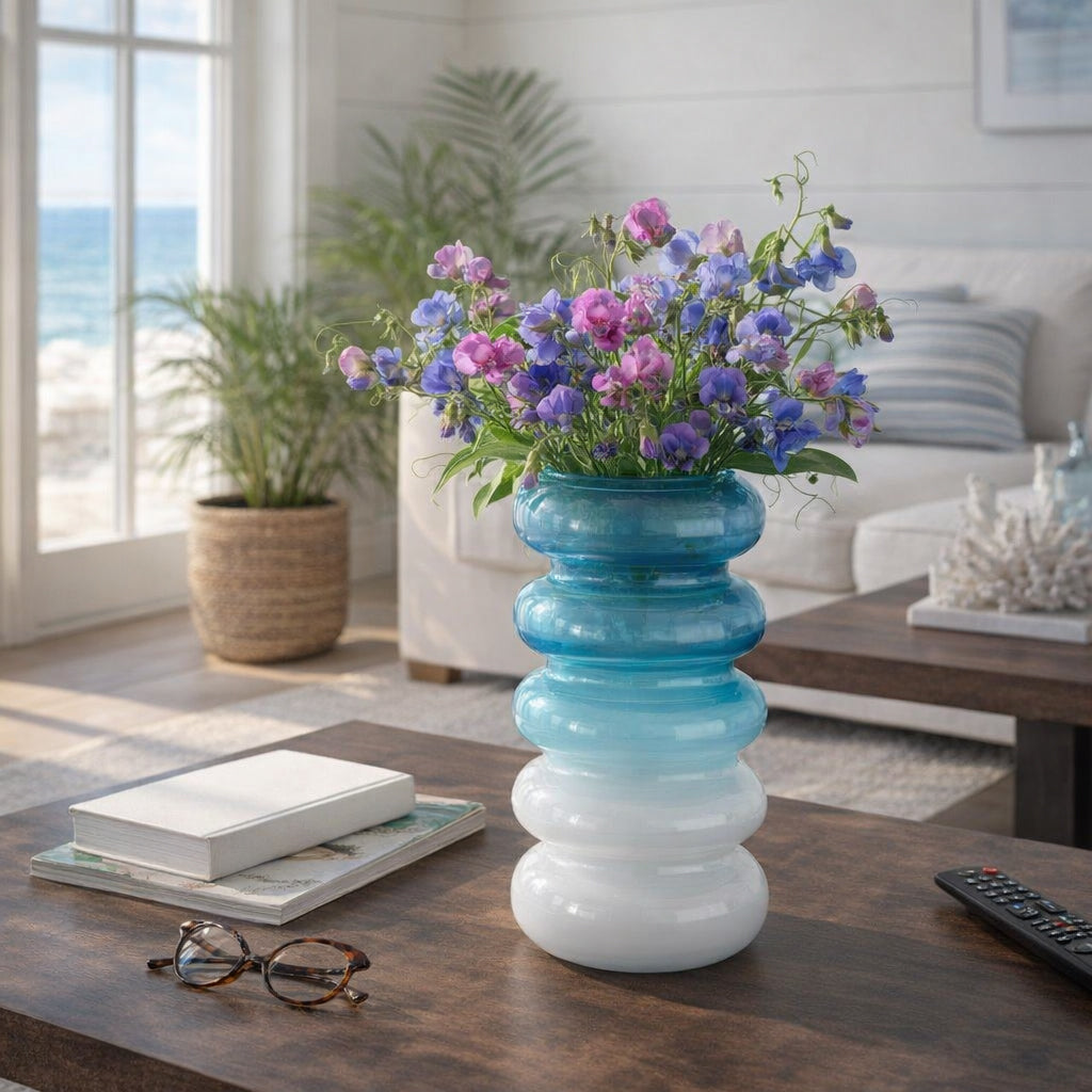 Posts Blue Small Glass Accordion Vase