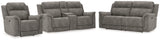 Next-Gen DuraPella Gray Power Reclining Sofa, Loveseat and Recliner - Ornate Home