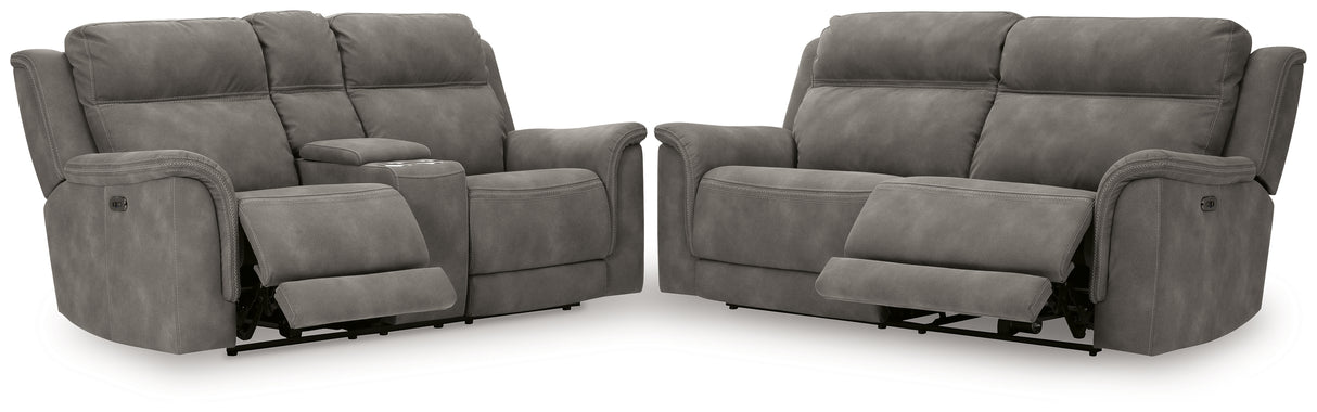 Next-Gen DuraPella Gray Power Reclining Sofa and Loveseat - Ornate Home