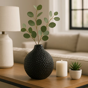 Sargent Black Gloss Spiked Ceramic Vase