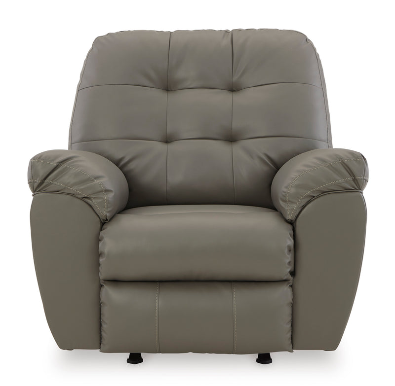 Donlen Gray Faux Leather Manual Recliner