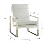 Rafael White/Stainless Steel Accent Chair