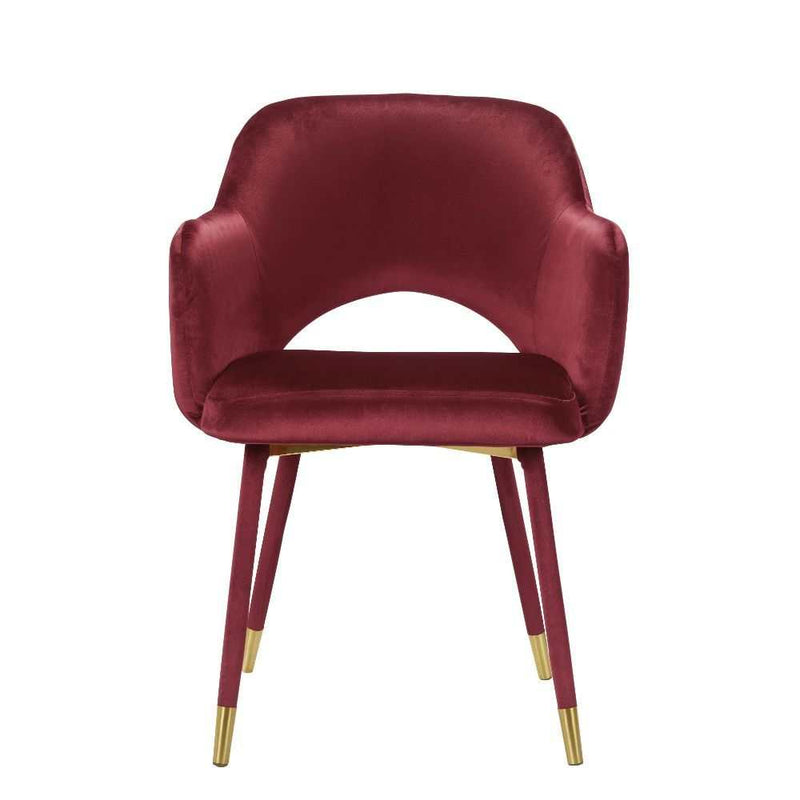 Applewood Bordeaux-Red Velvet & Gold Accent Chair - Ornate Home