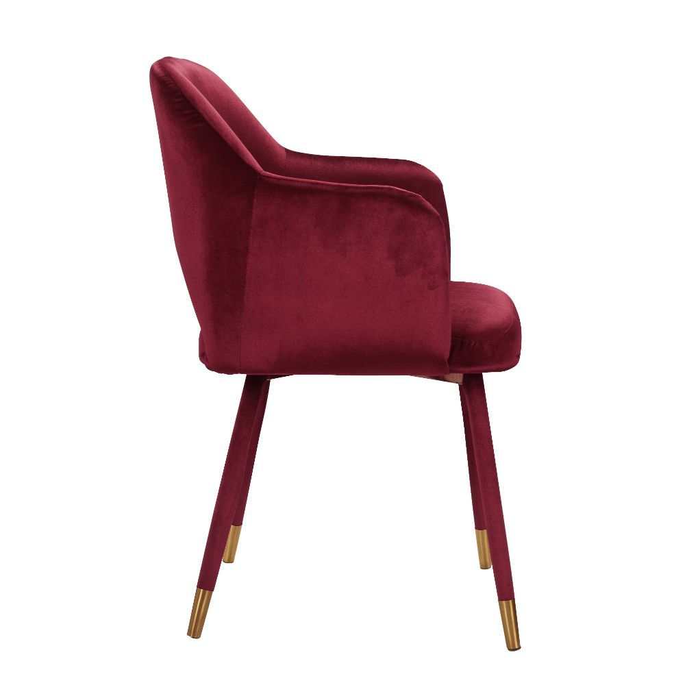 Applewood Bordeaux-Red Velvet & Gold Accent Chair - Ornate Home