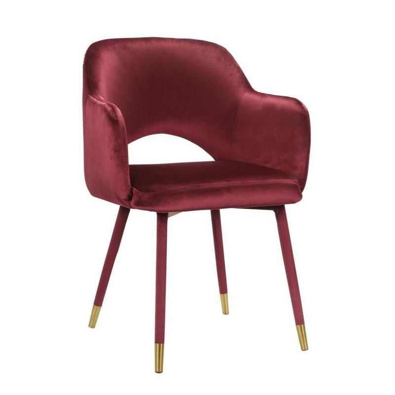 Applewood Bordeaux-Red Velvet & Gold Accent Chair - Ornate Home