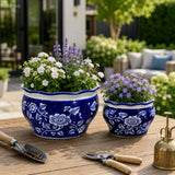 Henleydale Blue/White Small Planters (Set of 2)
