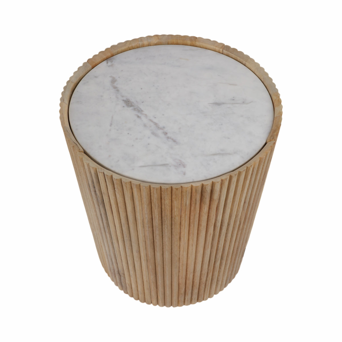 Prestonport White/Honey Storage Accent Table with Marble Top