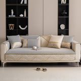 Non-Slip Couch Cover with Gold Trim, Sofa Slipcover for Sectional & Loveseat