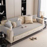 Non-Slip Couch Cover with Gold Trim, Sofa Slipcover for Sectional & Loveseat