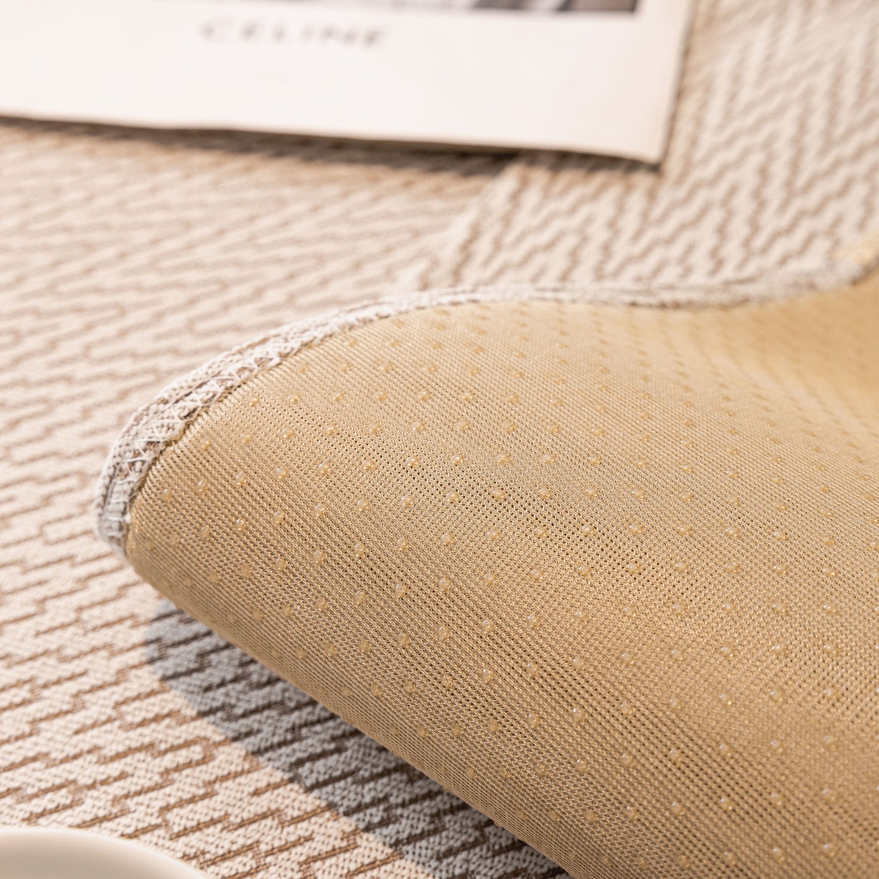 Non-Slip Couch Cover with Gold Trim, Sofa Slipcover for Sectional & Loveseat