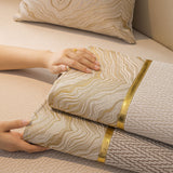 Non-Slip Couch Cover with Gold Trim, Sofa Slipcover for Sectional & Loveseat